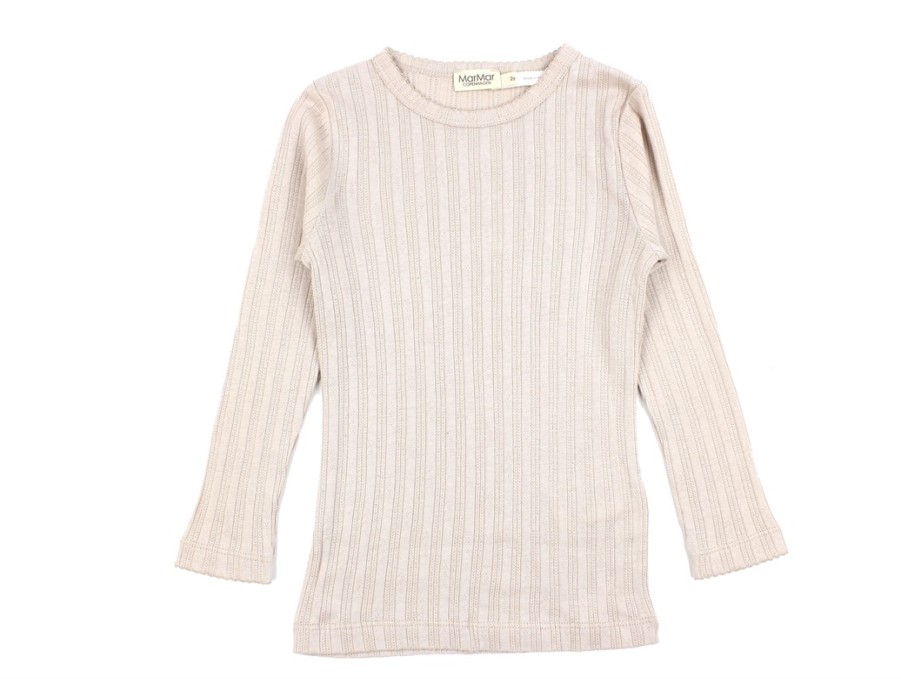 Baby MarMar Copenhagen Short And Long-Sleeved T-Shirts | Marmar Cream Taupe Pointelle Rib T-Shirt Tamra Modal