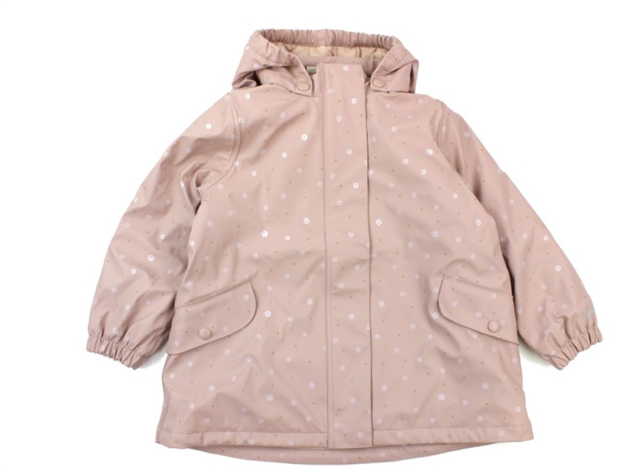 Tweens Wheat Rainwear | Wheat Themal Rain Jacket Rika Powder Rose Flowers