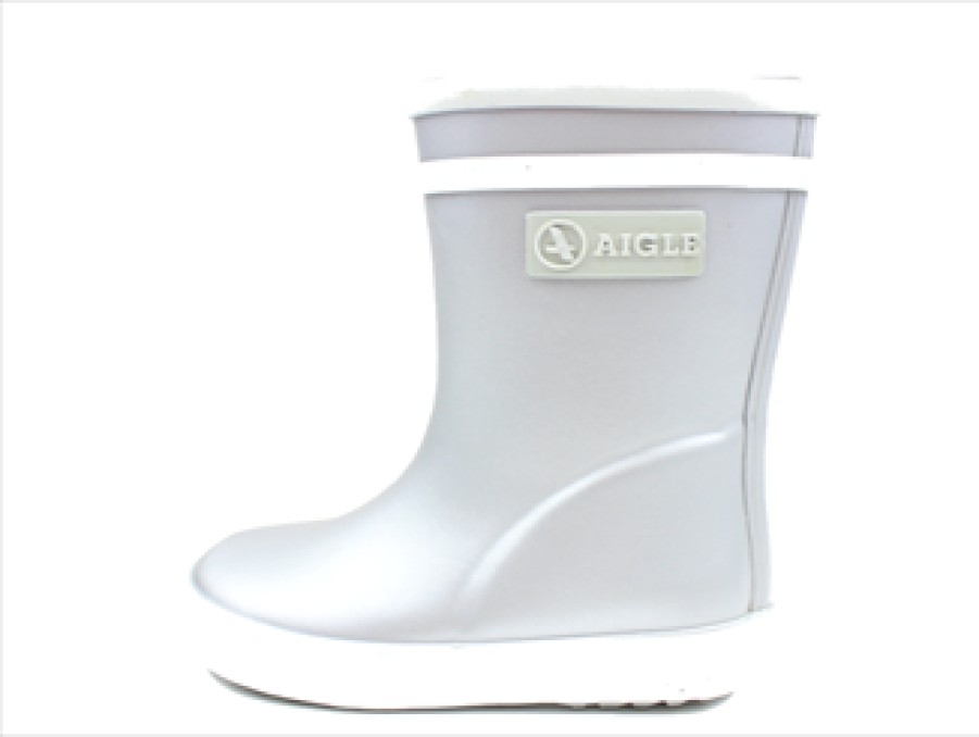 Baby Aigle Rubber Boots | Aigle Baby Flac Gumboot Silver