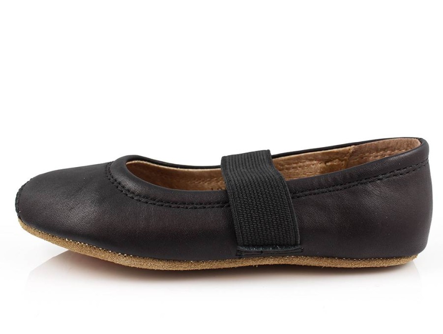 Kids Bisgaard Slippers | Bisgaard Ballerina Black With Elastic