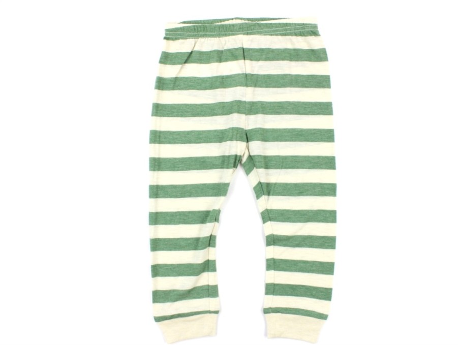 Kids Celavi Underwear And Sleepwear | Celavi Leggings Elm Green Stripes Viscose/Merinowool