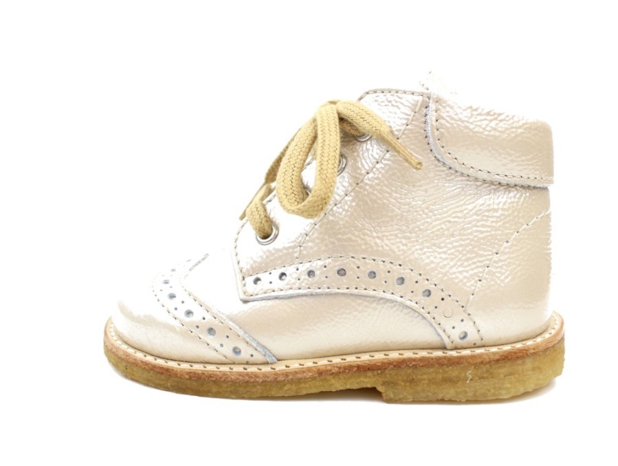 Baby Angulus First Shoes | Angulus Toddler Shoe Buttermilk Patent With Laces