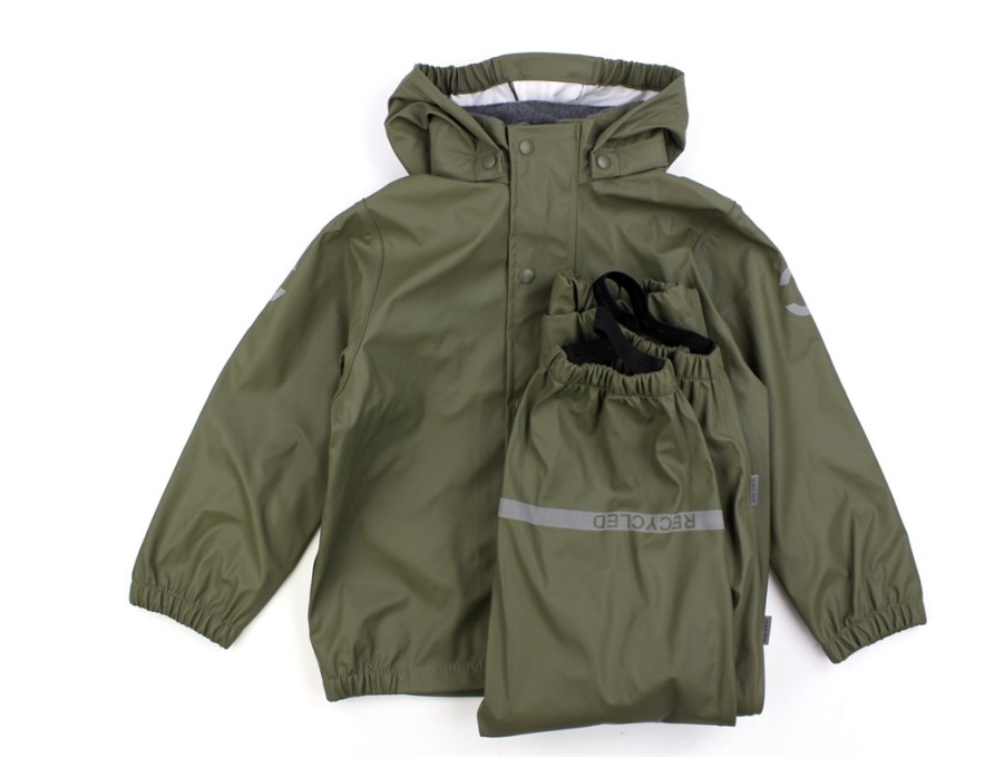 Kids Mikk line Rainwear | Mikk-Line Dusty Olive Rainwear Pants And Jacket