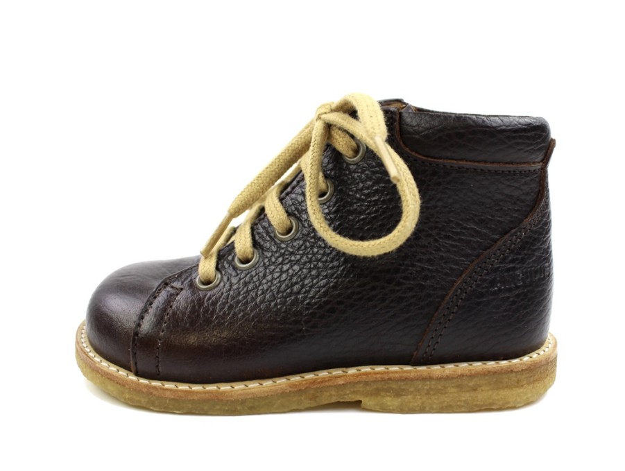 Baby Angulus First Shoes | Angulus Dark Brown Shoes With Laces