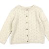 Tweens Wheat Cardigans | Wheat Cloud Melange Cardigan Maia Hole Pattern