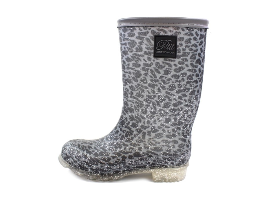 Tweens Petit by Sofie Schnoor Rubber Boots | Petit By Sofie Schnoor Rubber Boot Blue Leopard Glitter