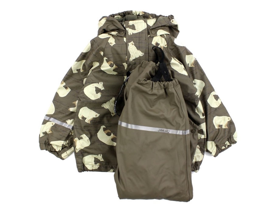 Baby Celavi Rainwear | Celavi Sea Turtle Printed Rainwear Pants And Jacket With Fleece Lining