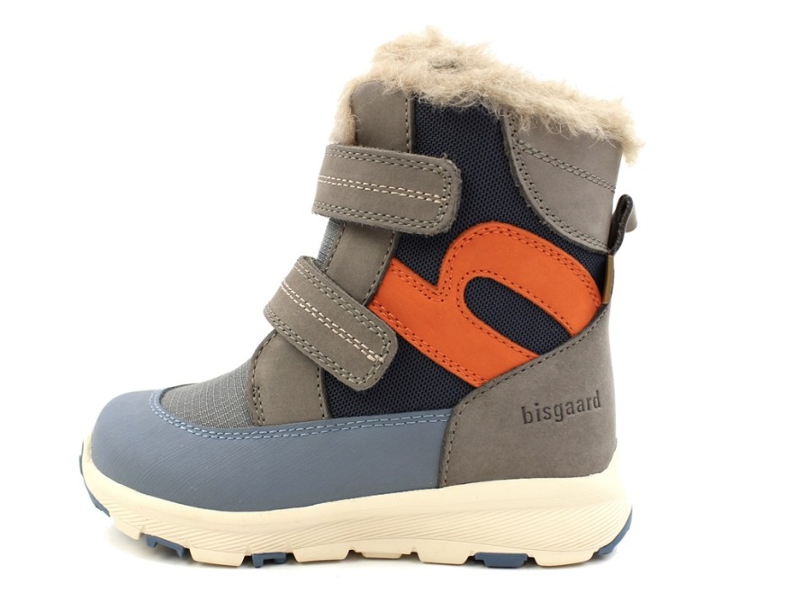 Kids Bisgaard Winter Boots | Bisgaard Grey Winter Boot Spencer With Velcro And Tex