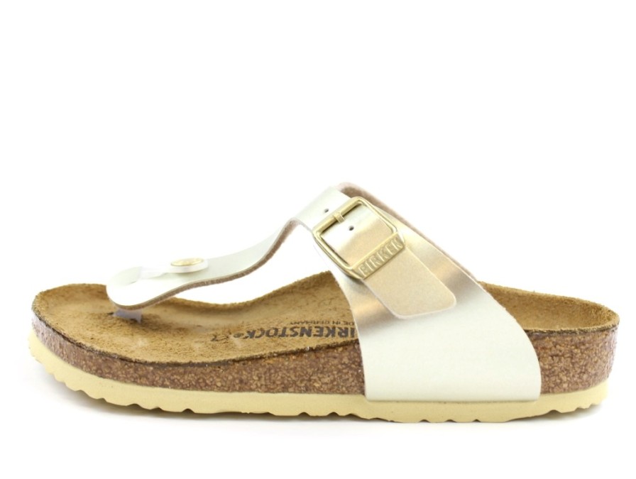 Tweens Birkenstock Sandals | Birkenstock Gizeh Sandal Electric Metallic Gold With A Buckle (Medium-Wide)