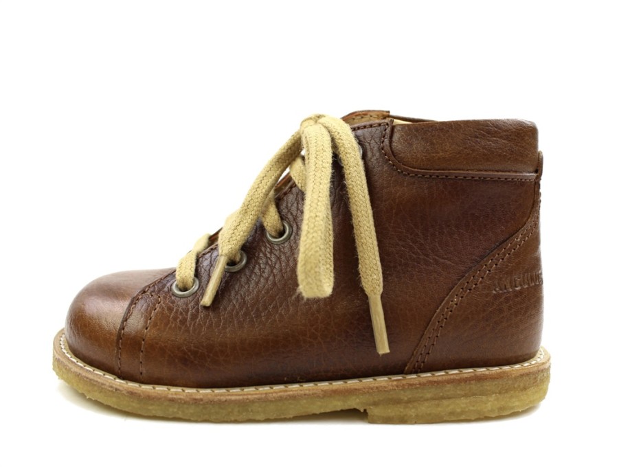 Baby Angulus First Shoes | Angulus Cognac Shoes With Laces