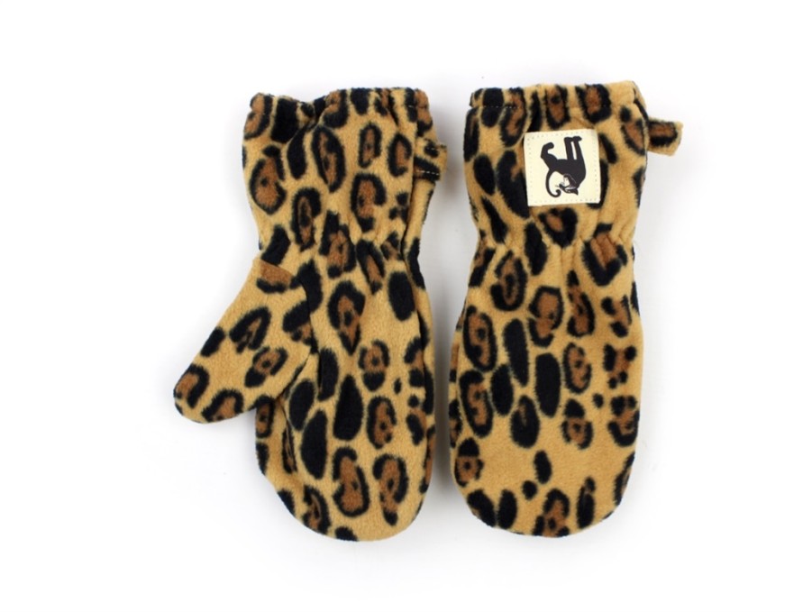 Baby Mini Rodini Gloves | Mini Rodini Beige Leopard Mittens Fleece