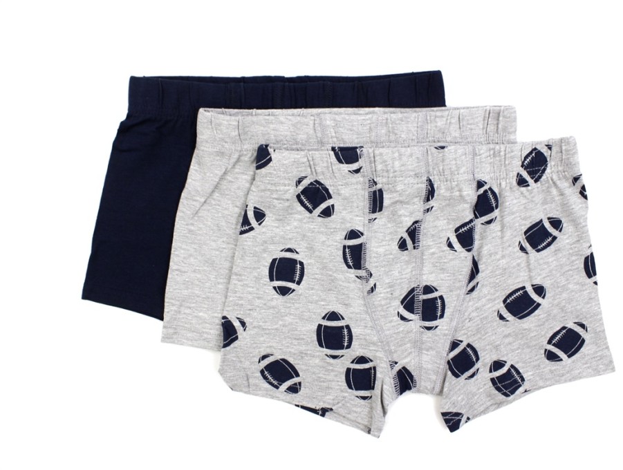 Kids Name It Underwear And Sleepwear | Name It Grey Melange Rugby Boxer Shorts (3-Pack)