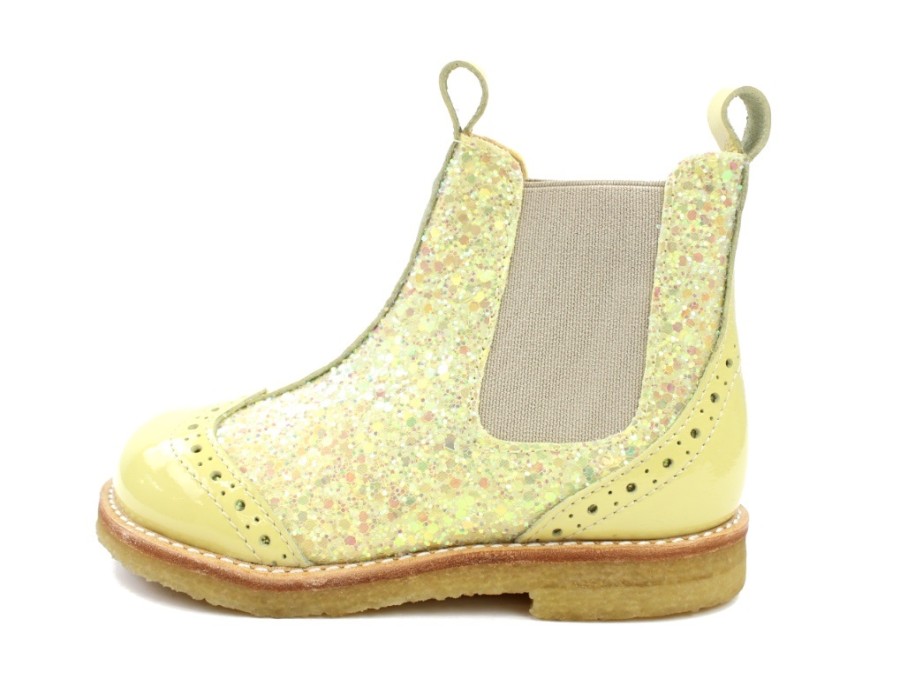 Kids Angulus Boots And Ankle Boots | Angulus Ancle Boot Yellow/Beige Glitter With Hole Pattern