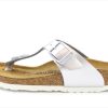 Tweens Birkenstock Sandals | Birkenstock Gizeh Sandal Electric Metallic Silver With Buckle