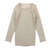 Tweens Wheat Tops | Wheat T-Shirt Gravel Melange Rib Lace