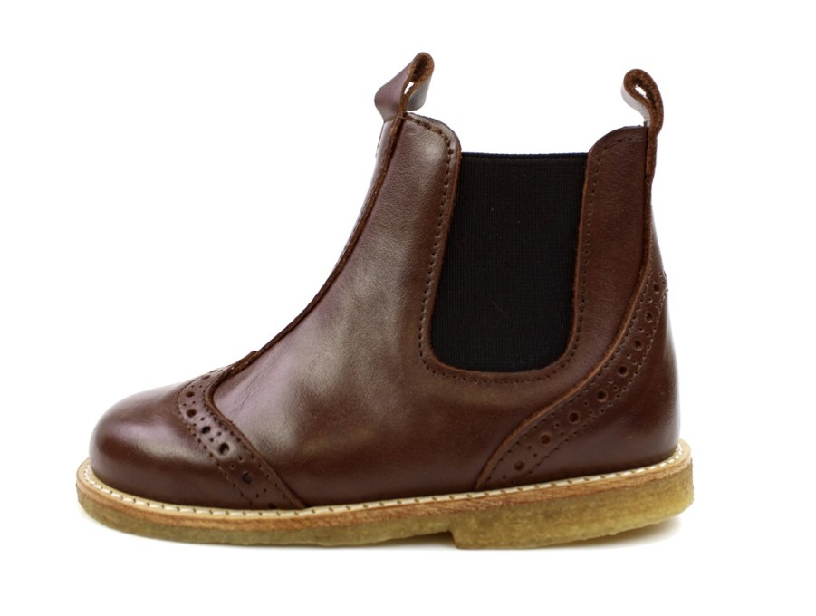 Baby Angulus Shoes And Sneakers | Angulus Brown Ankle Boot With Perforated Pattern