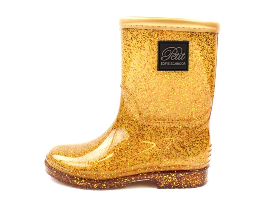 Tweens Petit by Sofie Schnoor Rubber Boots | Petit By Sofie Schnoor Rubber Boot Gold Glitter