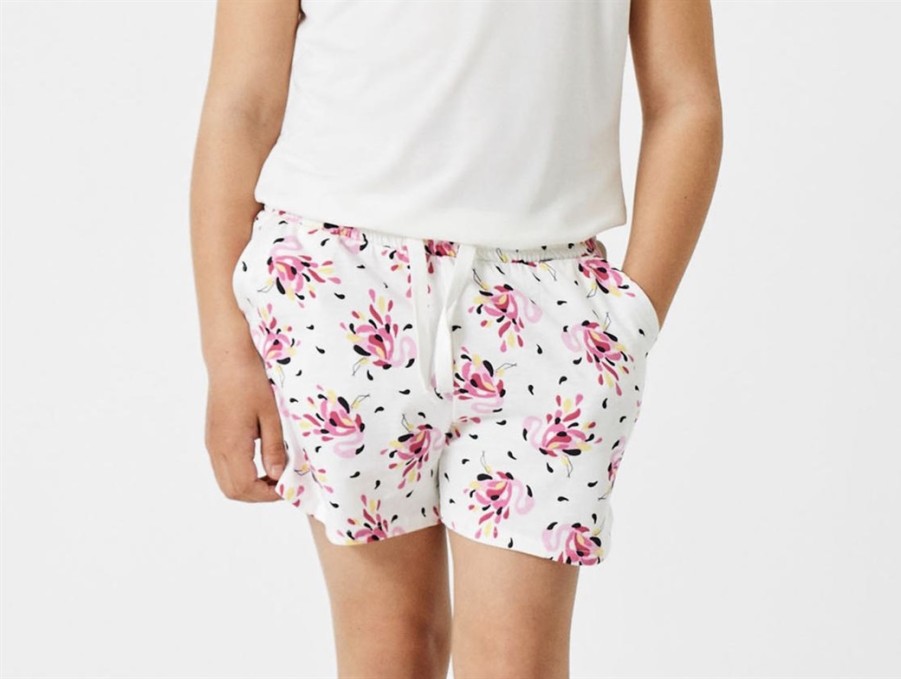 Tweens Name It Shorts | Name It White Alyssum Shorts Flamingo