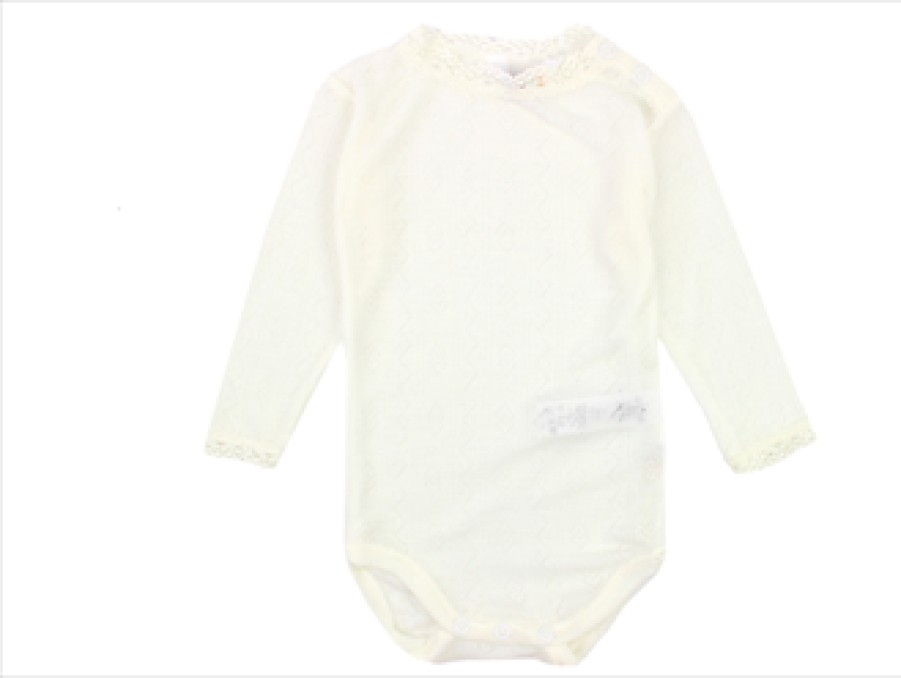 Baby Joha Bodysuits And Jumpsuits | Joha Natural Body Merino Wool/Silk With Lace