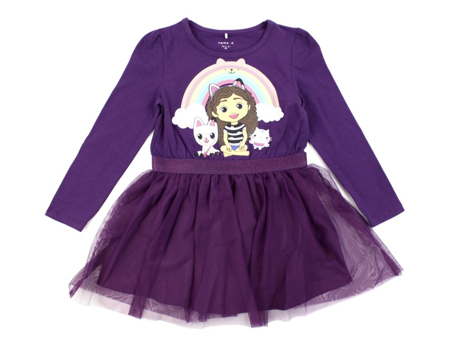 Kids Name It Dresses | Name It Plum Purple Gabby'S Dollhouse Dress