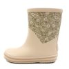 Kids Wheat Gymnastics Shoes | Wheat Pale Lilac Flowers Rubber Boot Juno