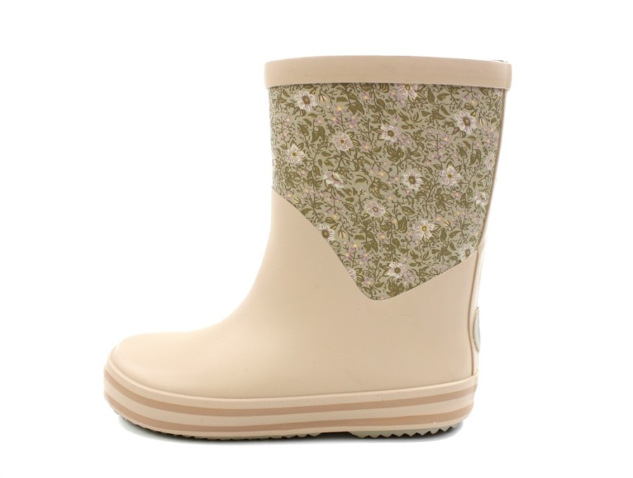 Kids Wheat Gymnastics Shoes | Wheat Pale Lilac Flowers Rubber Boot Juno