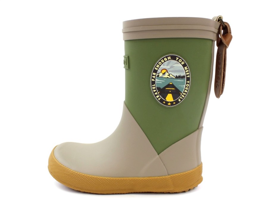 Kids Bisgaard Rubber Boots | Bisgaard Rubber Boot Green/Beige With Badge