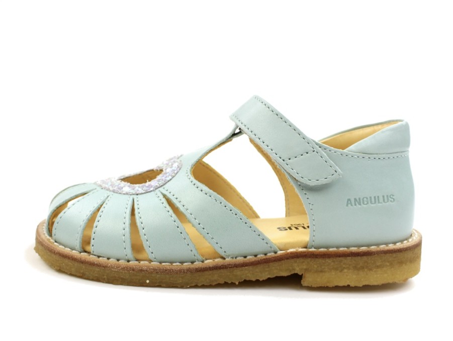 Baby Angulus Sandals | Angulus Mint Sandal With Heart And Glitter