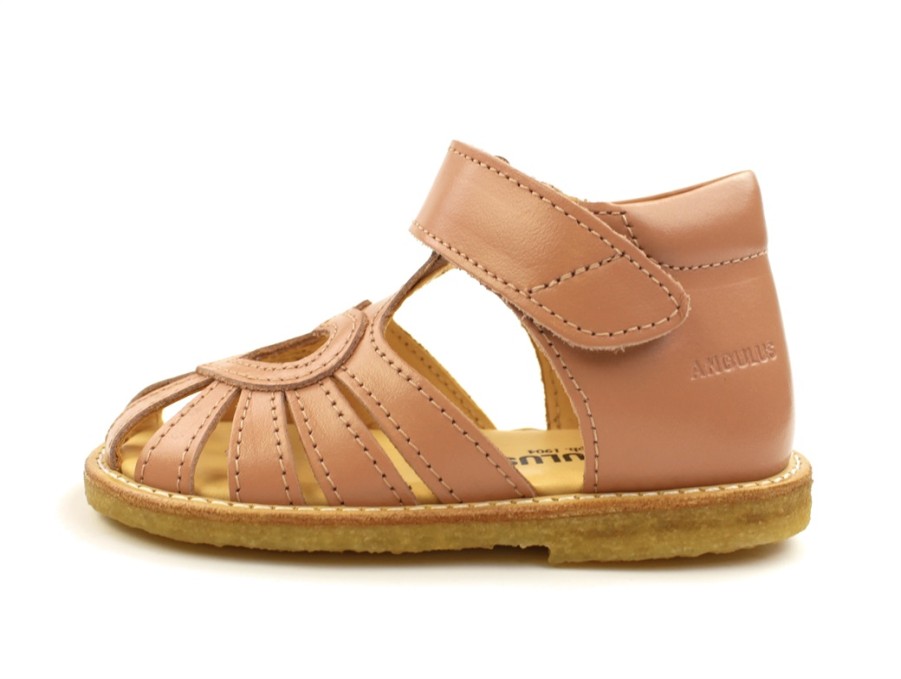 Baby Angulus Sandals | Angulus Dark Peach Sandal With Heart