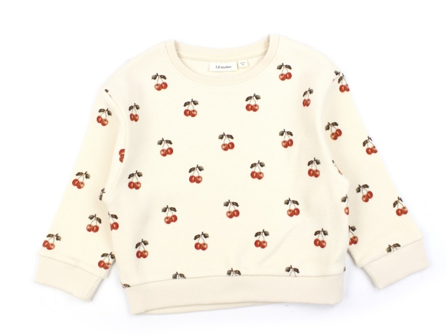 Baby Lil Atelier Blouses And Knitwear | Lil Atelier Whitecap Gray/Cherries Sweatshirt