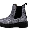 Kids Angulus Boots And Ankle Boots | Angulus Lavender Black Glitter Ankle Boot With Elastic