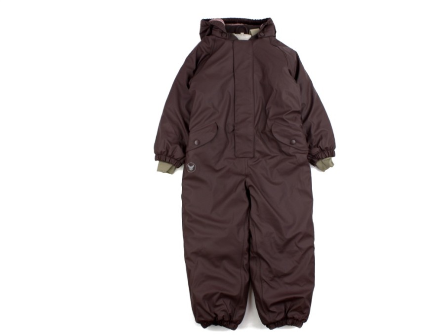 Baby Wheat Coveralls | Wheat Eggplant Rubber Snowsuit Ludo