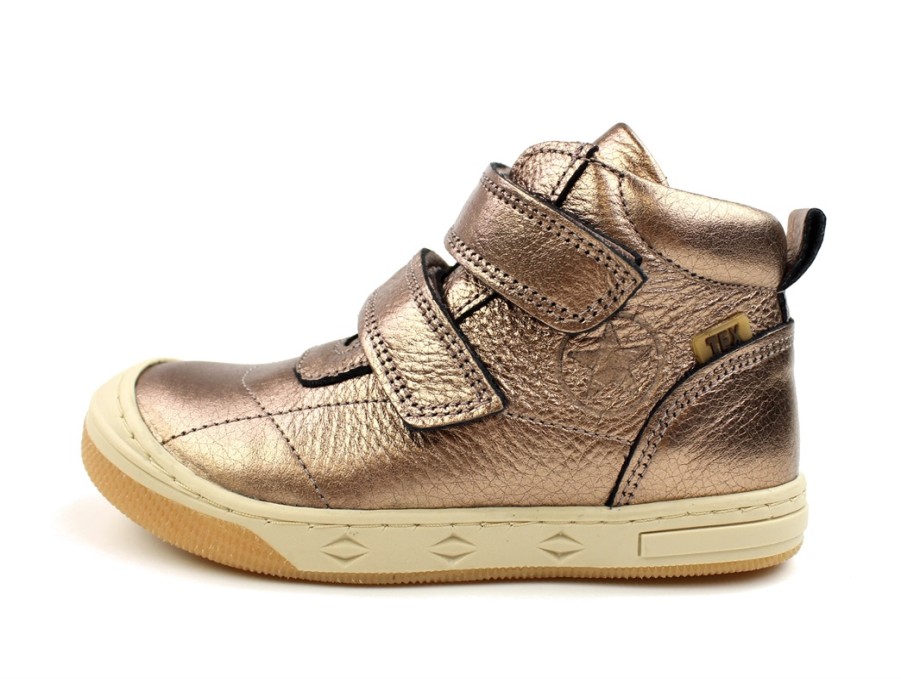 Kids Bisgaard Shoes And Sneakers | Bisgaard Rose Gold Metallic Sneaker Juno With Tex