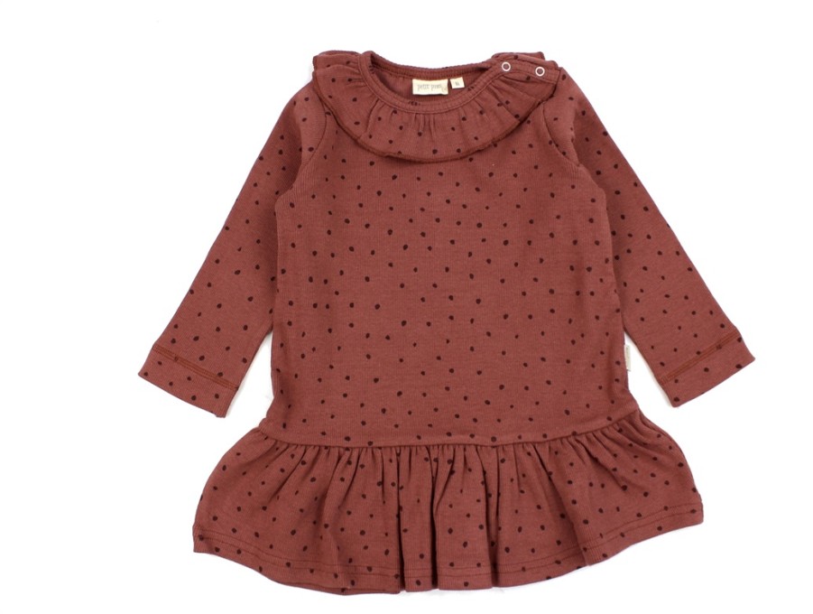 Baby Petit Piao Dresses | Petit Piao Berry Dust/Dark Red Dot Frill Dress