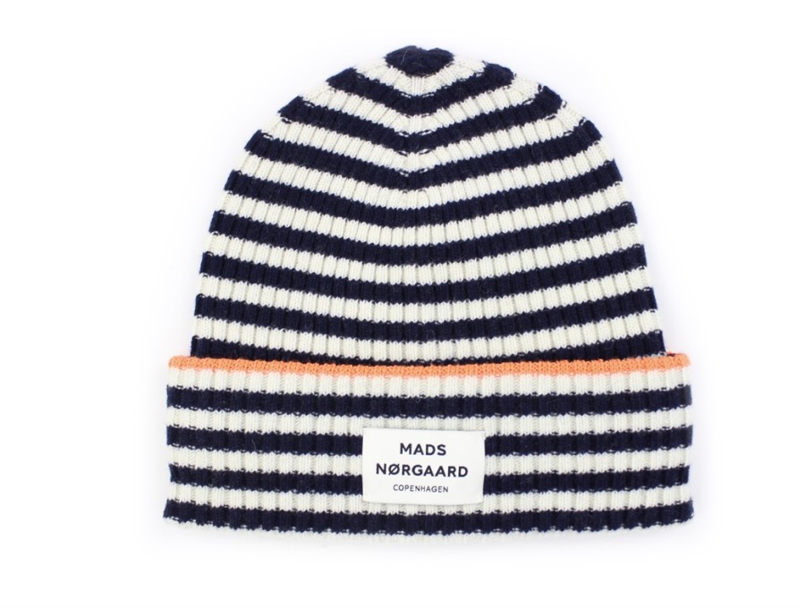 Tweens Mads Nørgaard Wool | Mads Norgaard Deep Well/Winter White Striped Hat Anju Wool (Adult)