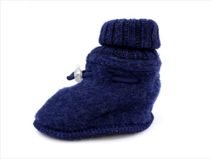 Baby Joha Baby Shoes And Crawler Shoes | Joha Booties Dark Blue Melange Merino Wool