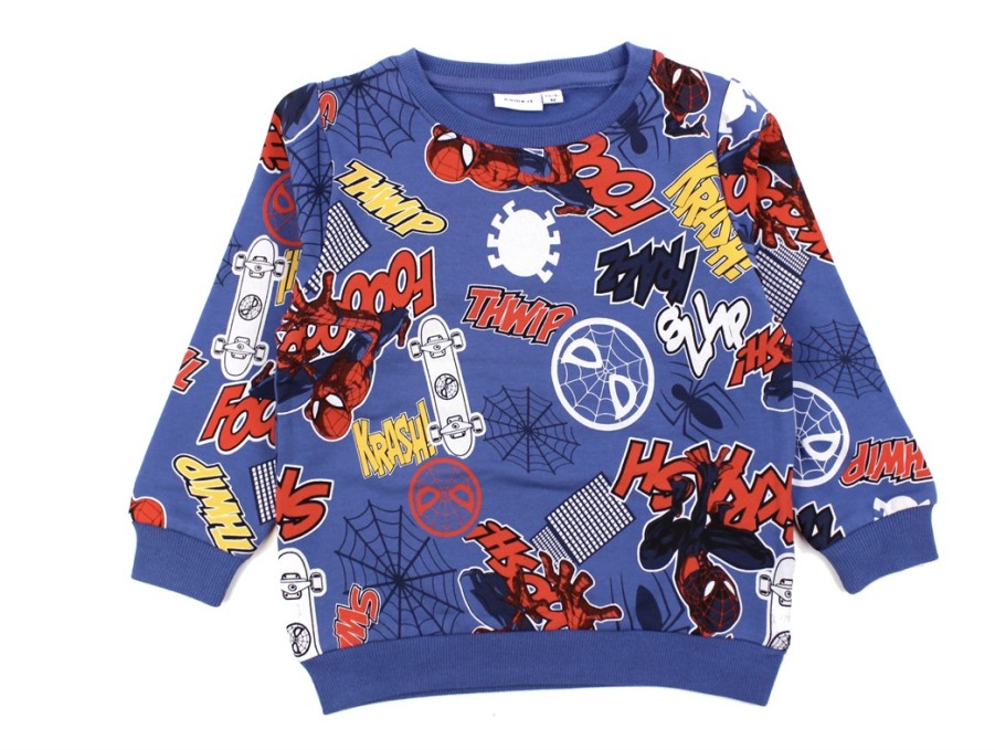 Baby Name It Blouses And Knitwear | Name It Bijou Blue Spiderman Sweatshirt