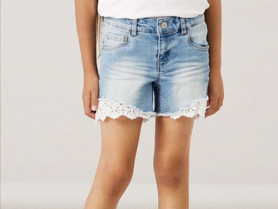 Kids Name It Shorts | Name It Medium Blue Denim Shorts Laces