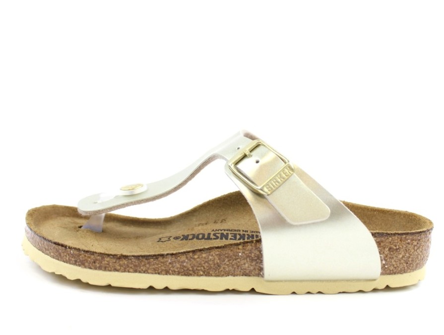 Tweens Birkenstock Sandals | Birkenstock Gizeh Sandal Electric Metallic Gold With Buckle