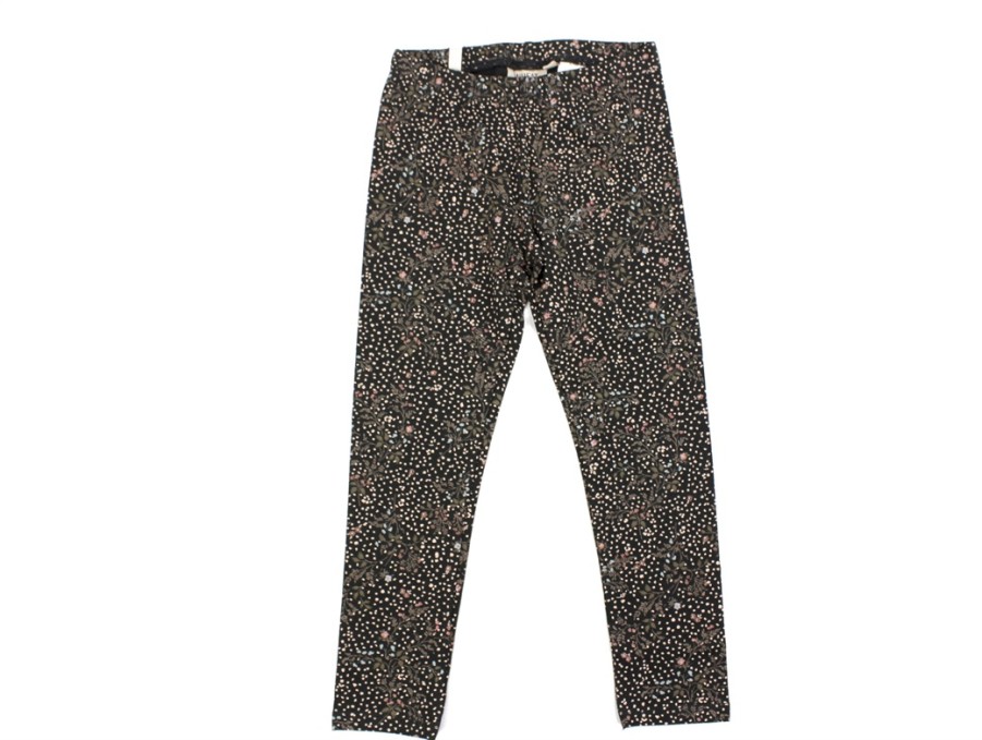 Tweens Wheat Pants And Leggings | Wheat Black Coal Small Flowers Legging Jules