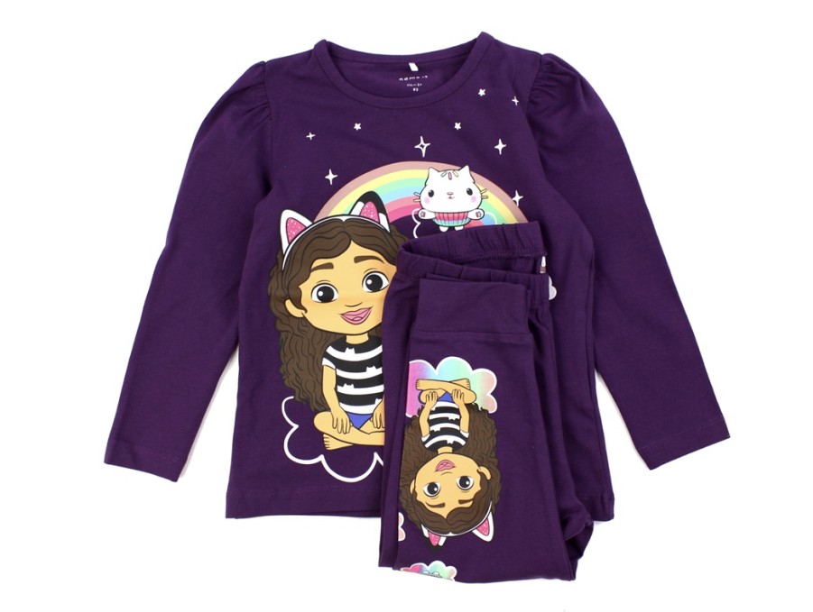 Kids Name It Underwear And Sleepwear | Name It Plum Purple Gabby'S Dollhouse Pajamas