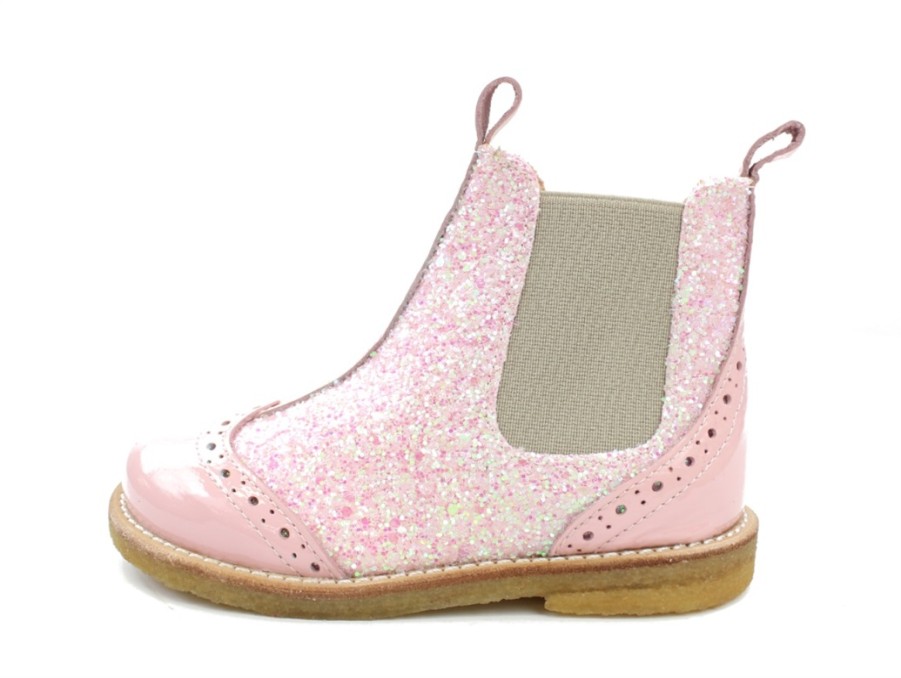 Kids Angulus Boots And Ankle Boots | Angulus Ancle Boot Rosa/Rosa Glitter (Narrow)