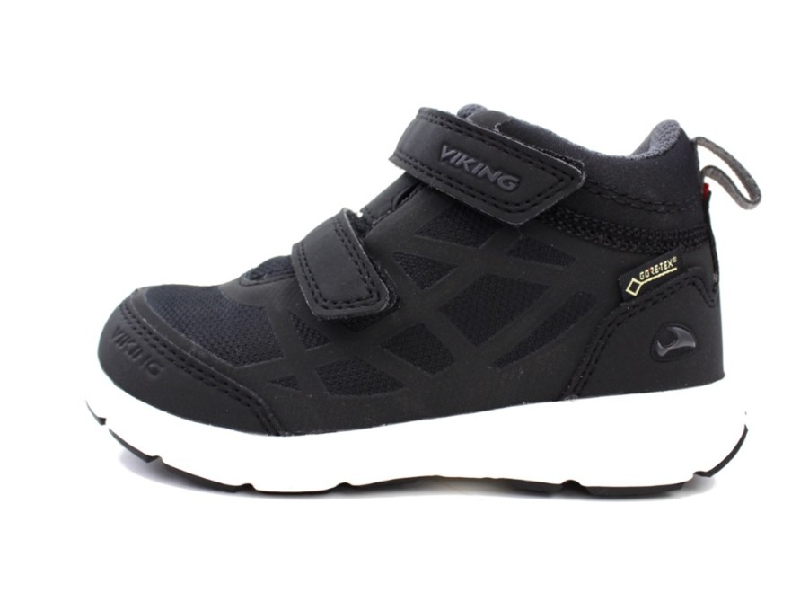 Tweens Viking Shoes And Sneakers | Viking Sneaker Veme Mid Black/Charcoal With Gore-Tex