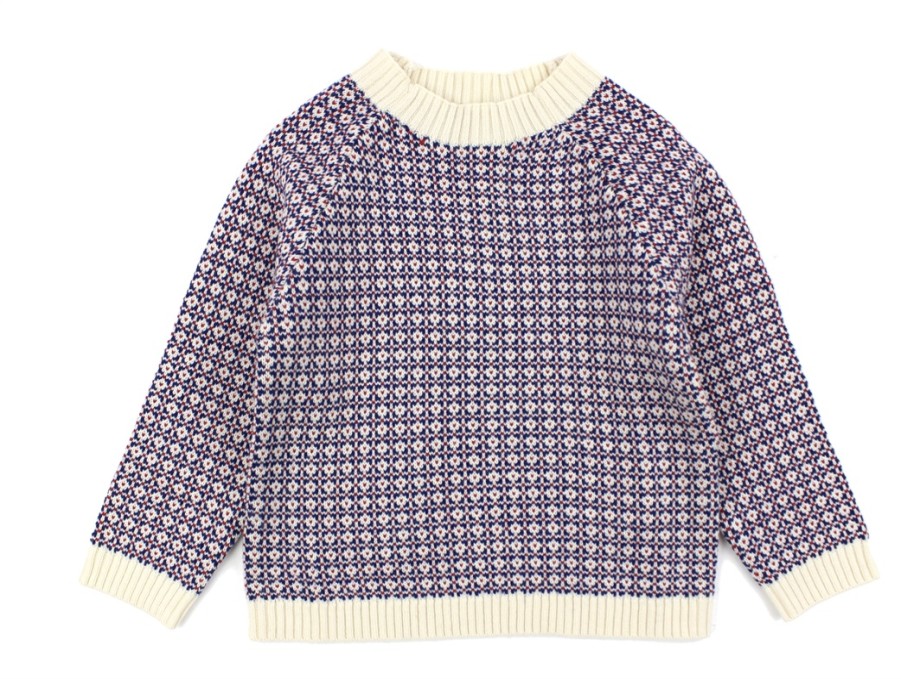 Baby FUB Blouses And Knitwear | Fub Ecru/Royal Blue/Pure Red Nordic Merino Wool Sweater