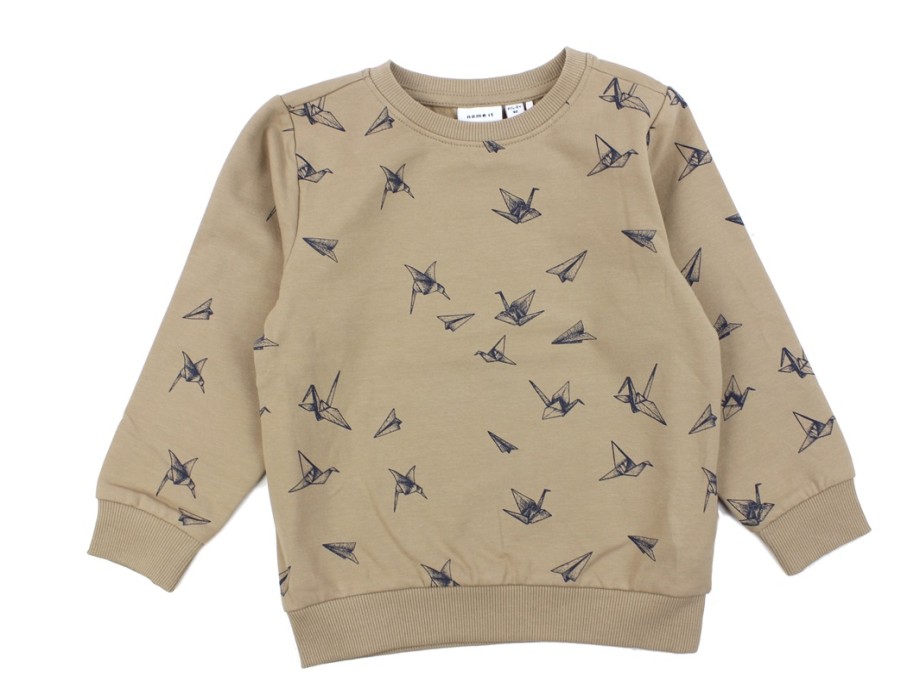 Tweens Name It Blouses And Knitwear | Name It Savannah Tan Paper Print Sweatshirt