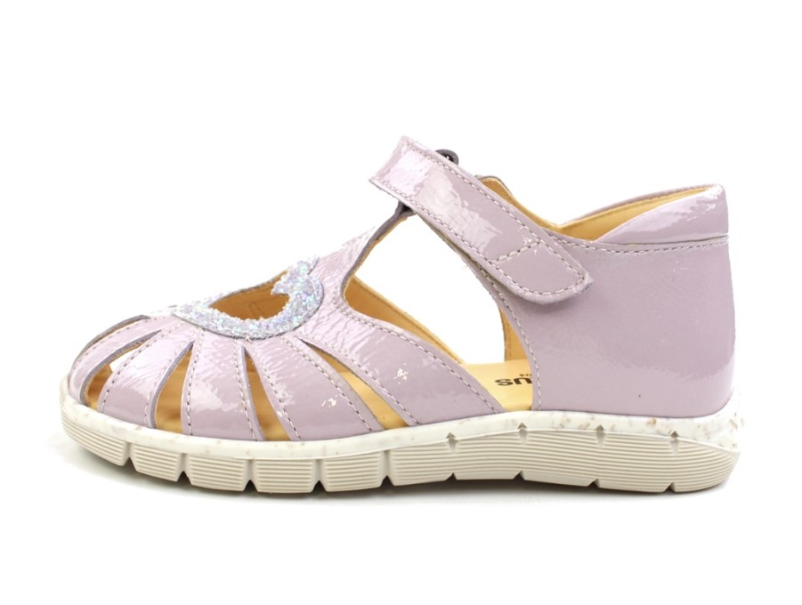 Kids Angulus Sandals | Angulus Lila/Mint Sandal With Heart, Glitter Patent