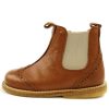 Baby Angulus Shoes And Sneakers | Angulus Cognac/Beige Ankle Boots With Perforated Pattern