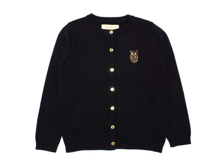 Tweens Soft Gallery Cardigans | Soft Gallery Cardigan Carrie Owl Jet Black