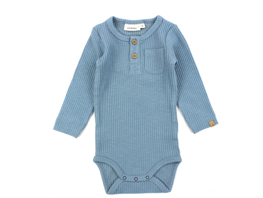 Baby Lil Atelier Bodysuits And Jumpsuits | Lil Atelier Smoke Blue Body