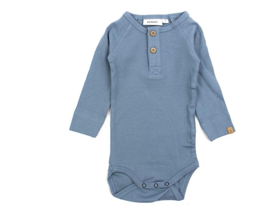 Baby Lil Atelier Bodysuits And Jumpsuits | Lil Atelier Smoke Blue Body